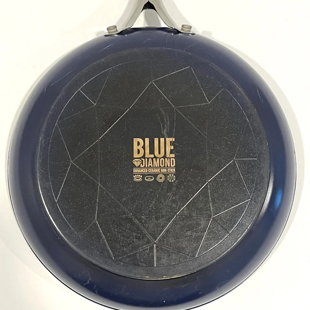 Blue Diamond Set of 3 Ceramic Non-Stick Frying Pans Pot Blue Stainless Handle